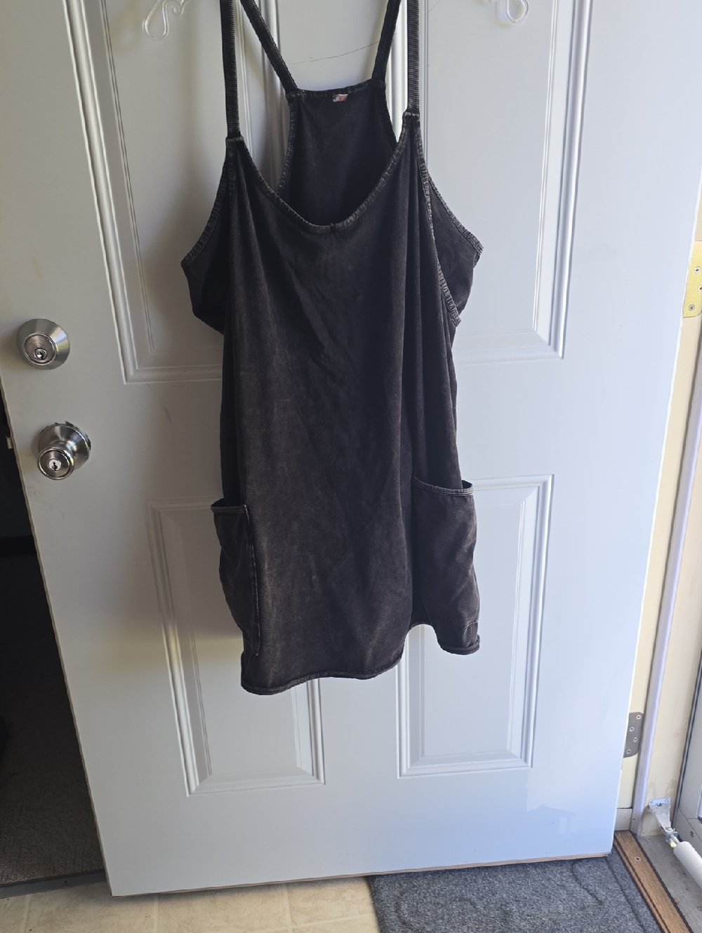 FP Movement by Free People Black Washed Romper Jumpsuit with Pockets
